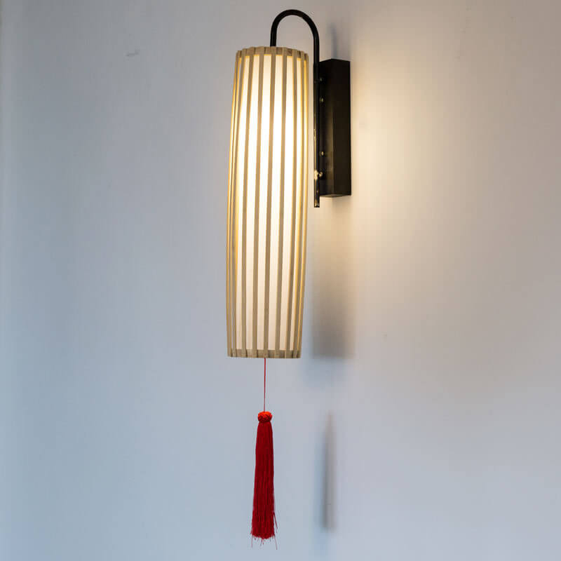 Classical New Chinese Bamboo Lantern Column 1-Light Wall Sconce Lamp