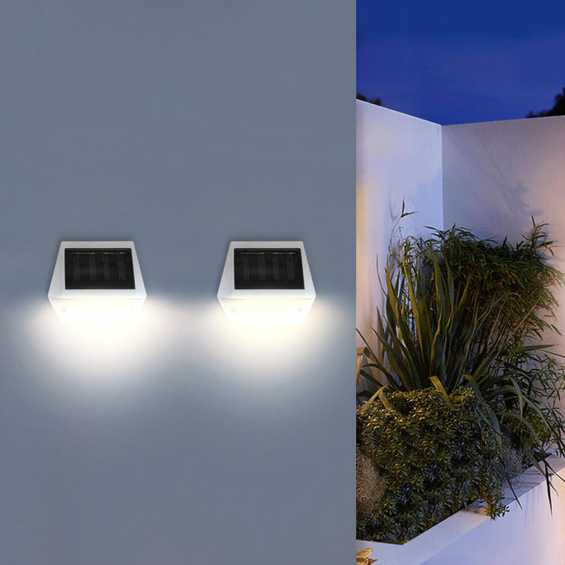 Solar White Trapezoidal Outdoor Patio Fence LED Wall Sconce Lamp
