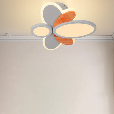 Simple Creative Bee Wood Acrylic LED Kids Flush Mount Ceiling Light