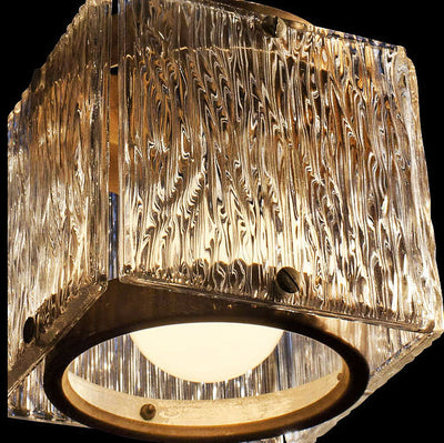 Modern Light Luxury Square Copper Glass 1-Light Pendant Light
