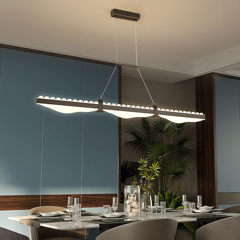 Modern Minimalist Long Geometric Aluminum Acrylic LED Island Light Chandelier
