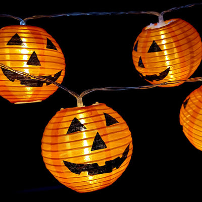 Lanterne Citrouille d'Halloween Guirlande Lumineuse LED Décorative Étanche pour Extérieur 