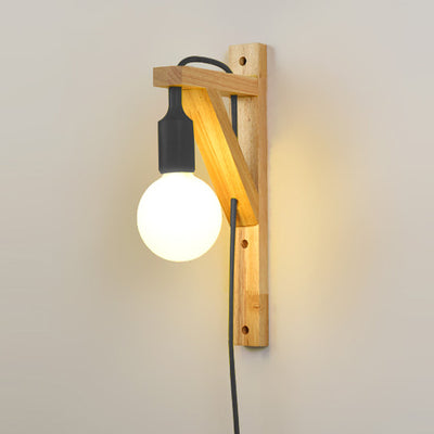 Modern Creative Wood 1-Light Wall Sconce Lamp