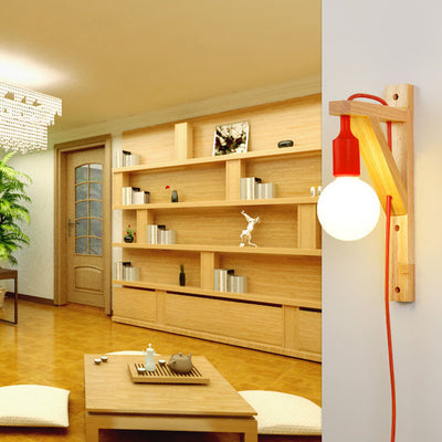 Modern Creative Wood 1-Light Wall Sconce Lamp