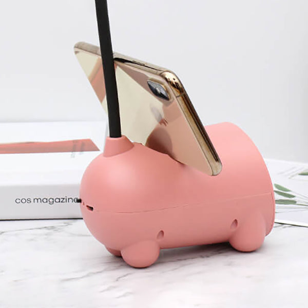 Lampe de bureau LED tactile USB avec porte-stylo et lapin créatif de dessin animé 