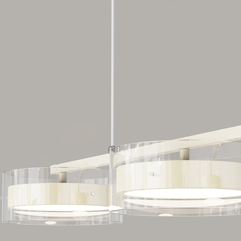 Zeitgenössische Nordic Creme Fliegende Untertasse Glas Schatten LED Insel Licht Kronleuchter Für Wohnzimmer 