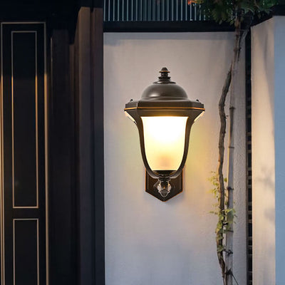 Europäischer Aluminiumglas-Strohhut-wasserdichter Patio im Freien 1-Licht-Wand-Leuchter-Lampe