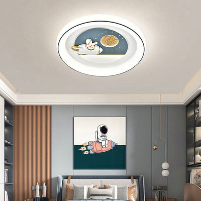 Childlike Eye Protection Cartoon Space Villain LED Flush Mount Light