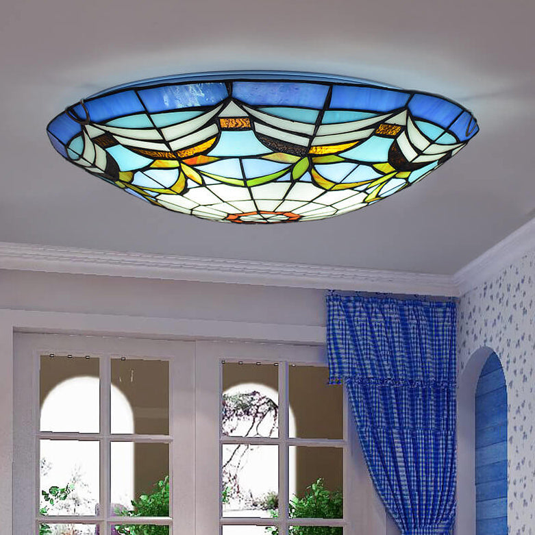 Vidrieras europeas Tiffany redondas con varios diseños de patrones 2/3 luces de montaje empotrado 