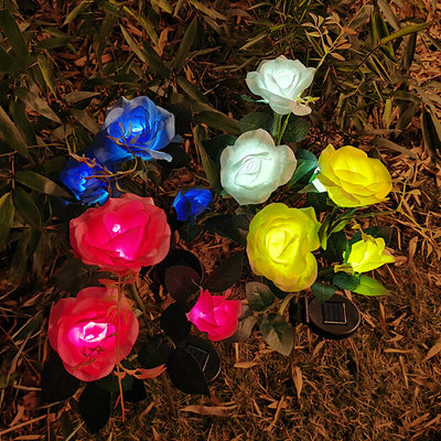 Creative Simulation Rose Decoration Solar Outdoor Lawn LED Garden Ground Insert Landscape Light