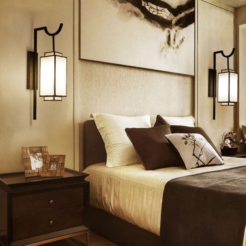 Applique Murale Moderne en Fer Vintage avec Tissu, 1 Lumière 