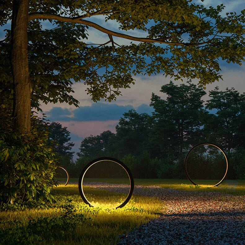 Outdoor Waterproof Acrylic Lampshade Aluminum Ring Design LED Lawn Light