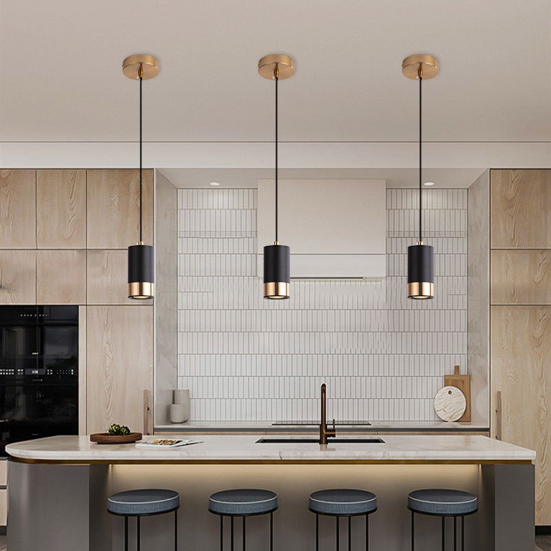 Modern Minimalist Column Iron Mini 1-Light Pendant Light For Living Room