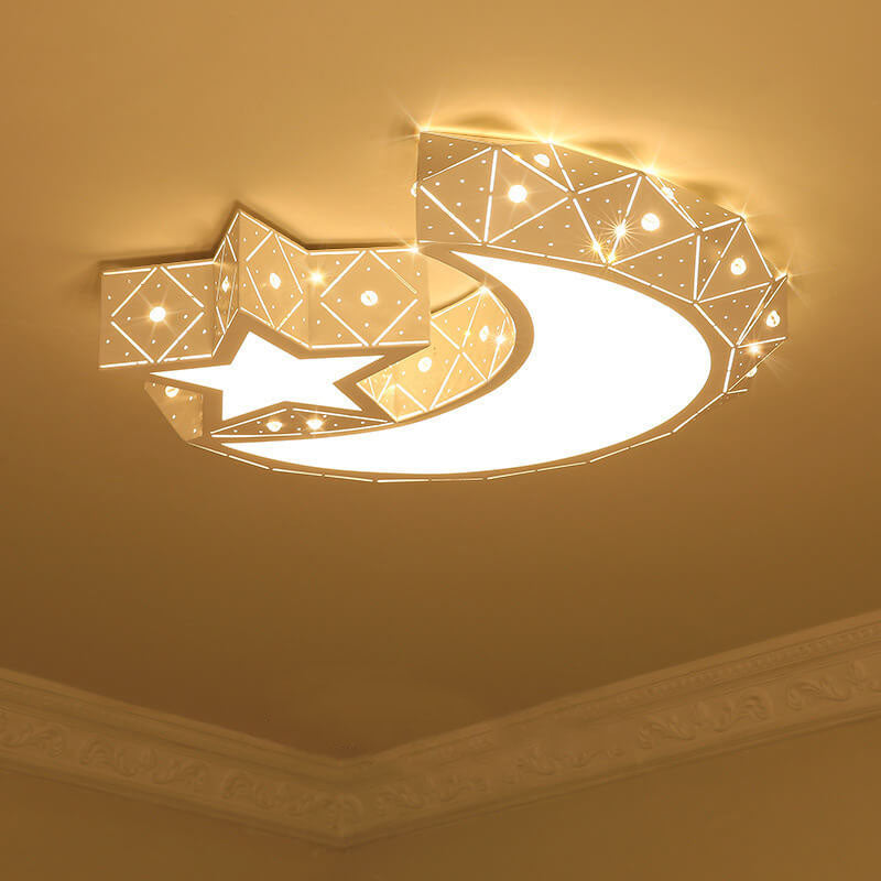 ضوء سقف LED للأطفال بتركيب متدفق على شكل نجمة قمر حديثة هندسية من الحديد 