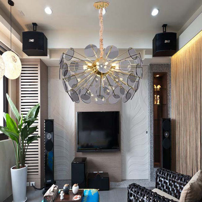 Contemporary Creative Orb Round Piece Iron Glass 8-Light Chandelier For Living Room