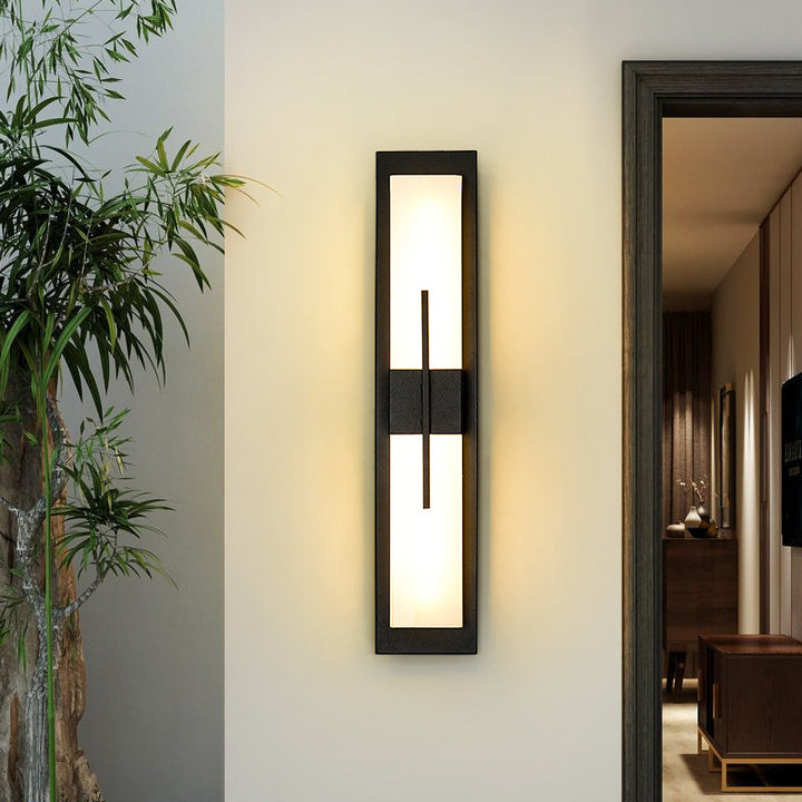 Aplique de pared LED rectangular moderno minimalista de acero inoxidable acrílico impermeable para exterior 