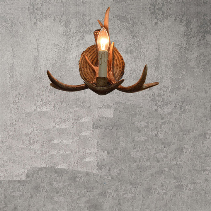 Traditionelle europäische Geweih Harz 1-Licht Wandleuchte Lampe für Wohnzimmer 