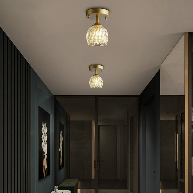 Luminaire semi-encastré à 1 lumière en verre et fer à tête ronde de luxe European Light 