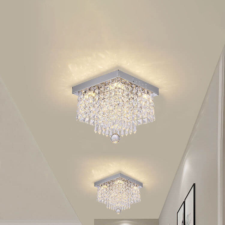 Moderne Licht Luxus Quadratische Edelstahl Kristall Lampenschirm LED Deckenleuchte 