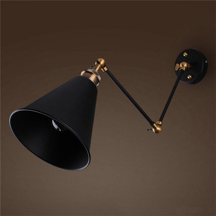 Lampe murale à une lumière rétractable en fer forgé industriel rétro 