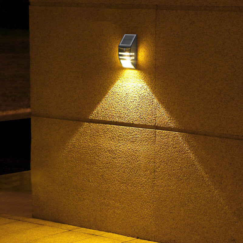 Lámpara de Aplique de Pared LED para Jardín con Sensor de Acero Inoxidable Trapezoidal Solar para Exteriores 