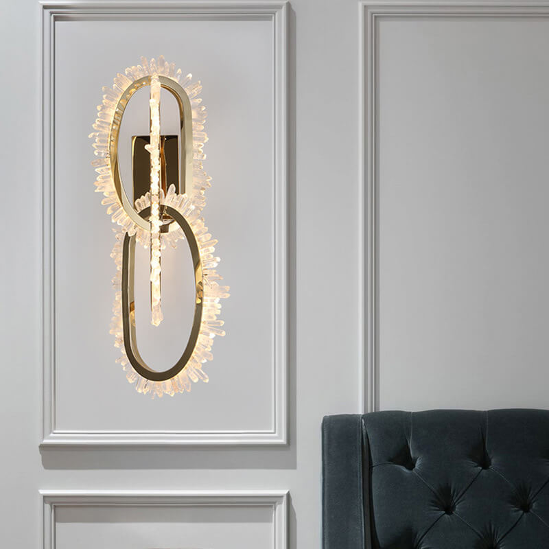 Modern Light Luxury Stainless Steel Crystal Circle LED Wall Sconce Lamp