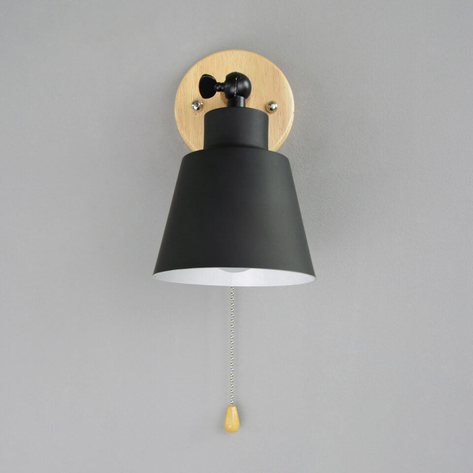 Nordic Minimalist Macaron Einfarbige Drehbare Holz 1-Licht Wandleuchte 