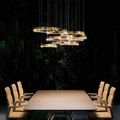 Modern Minimalist Round Stainless Steel LED Pendant Light