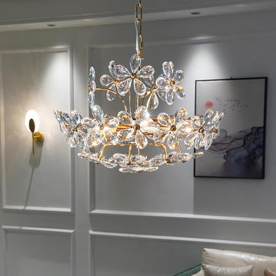 French Luxury Crystal Flower 6/8 Light Chandelier