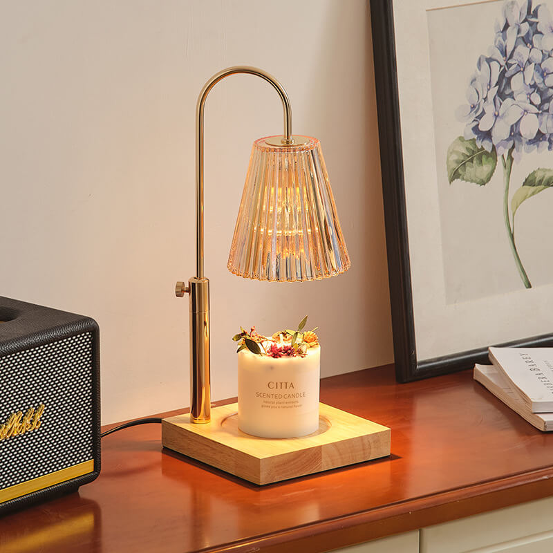 Lámpara de mesa de cera derretida de 1 luz de cuerno de bambú y madera romántica creativa moderna 