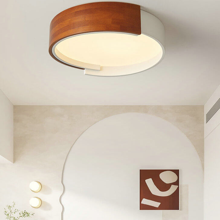 Luz de montaje empotrado LED redonda de madera creativa nórdica 