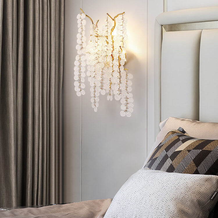 Zeitgenössische kreative Geld Baum Zweig Aluminium Glas 3-Licht Wandleuchte Lampe für Schlafzimmer 