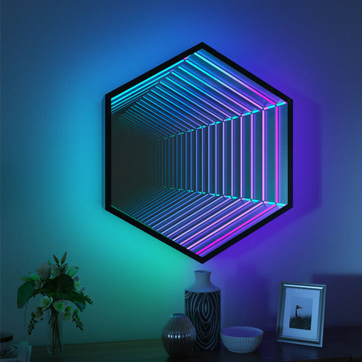 Lampe murale décorative créative à LED hexagonale/octogonale RVB 