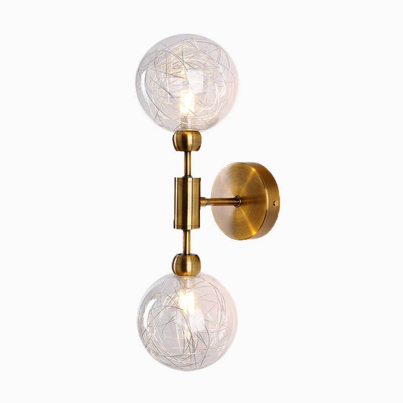 Nordic Vintage Iron Glass Ball 1/2 Light Wall Sconce Lamp