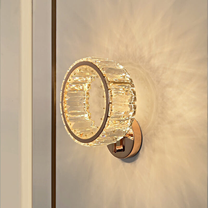 Nordic Light Luxury Crystal Ring LED Wall Sconce Lamp