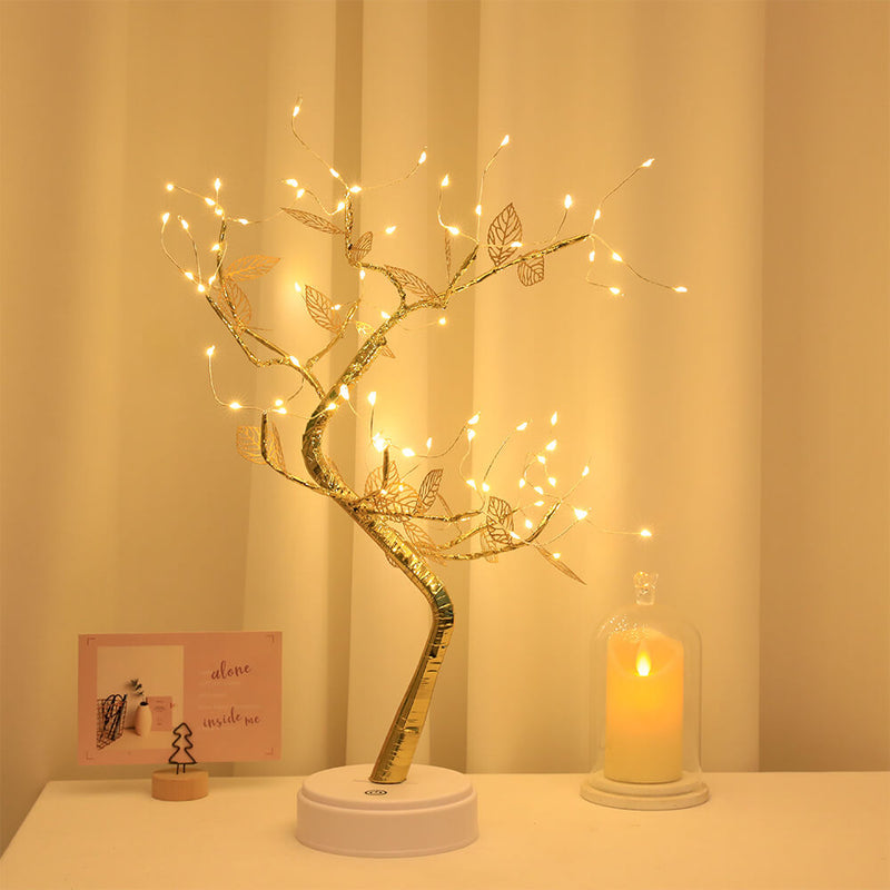 Golden Leaf Small Tree Light USB Small LED Table Lamps