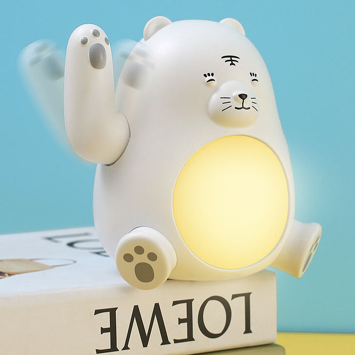 Lámpara de mesa con luz nocturna LED de tigre con asa creativa de dibujos animados 