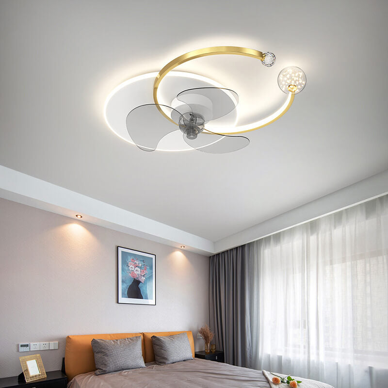 Luxury Double Ring Combination Design LED Flush Mount Fan Light