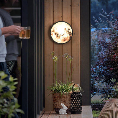 Modern Outdoor Moon Round Waterproof Wall Sconce Lamp