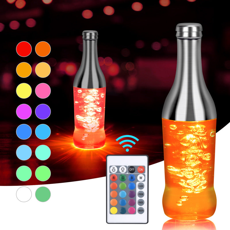 Lampe de table moderne créative à LED RGB colorée en forme de bouteille de vin 
