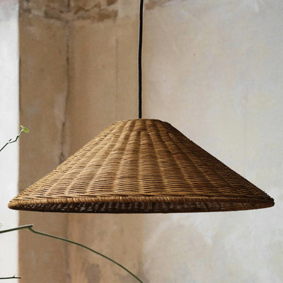 Japanische Vintage Wabi-Sabi Rattan Weaving 1-Licht Pendelleuchte 