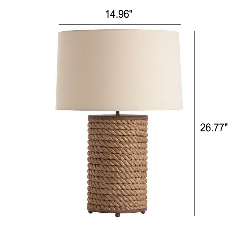 Modern Simple Country Style Natural Hemp Rope Winding Design Fabric 1-Light Table Lamp
