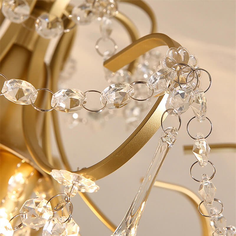 Modern Simple Crystal Flower-Shaped 1/3-Light Semi-Flush Mount Ceiling Light