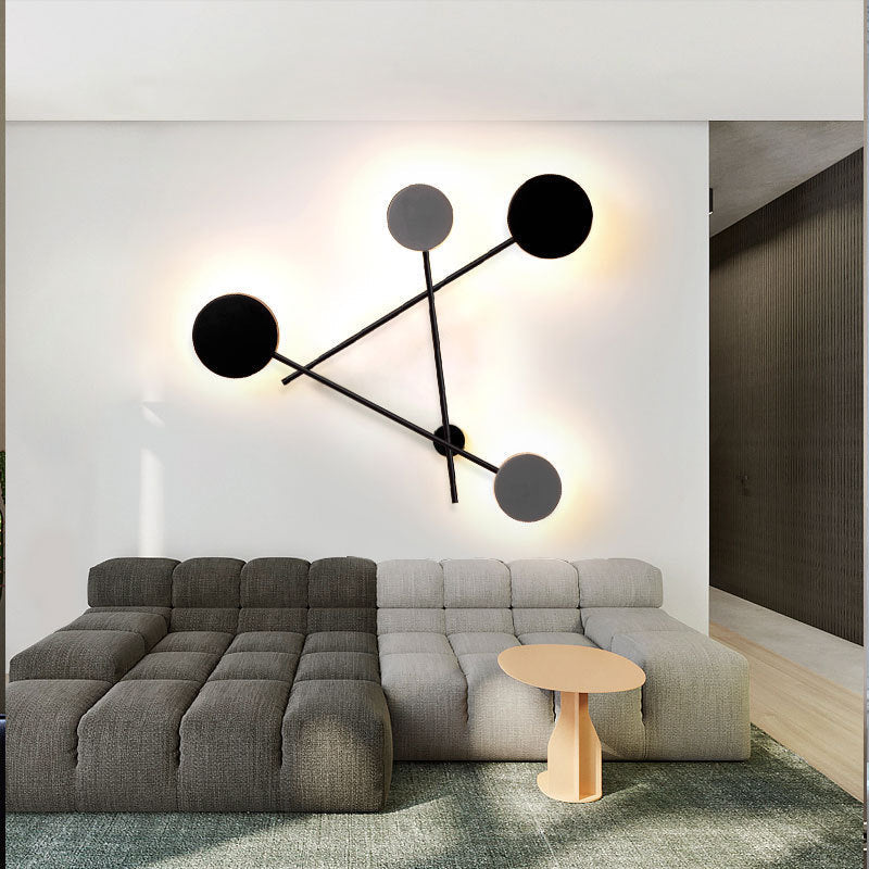 Moderne Mid-Century Eisen Dreieck Rahmen Acryl Disc LED Wand Leuchte Lampe Für Schlafzimmer 