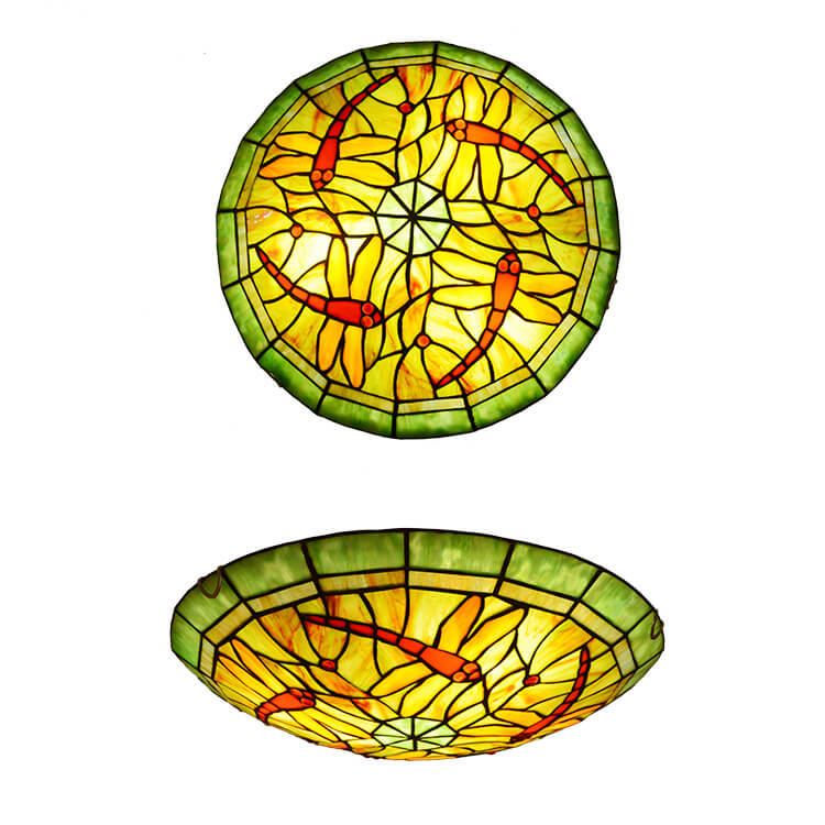 Tiffany-Libellen-Buntglas-LED-Unterputzbeleuchtung im europäischen Stil 