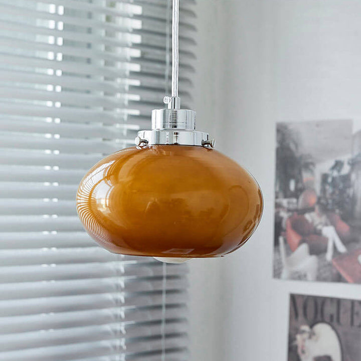 Cúpula de Vidrio Amarillo Nórdico Lámpara Colgante de 1 Luz 