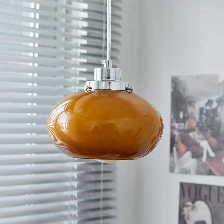 Nordic Yellow Glass Dome 1-Light Pendant Light