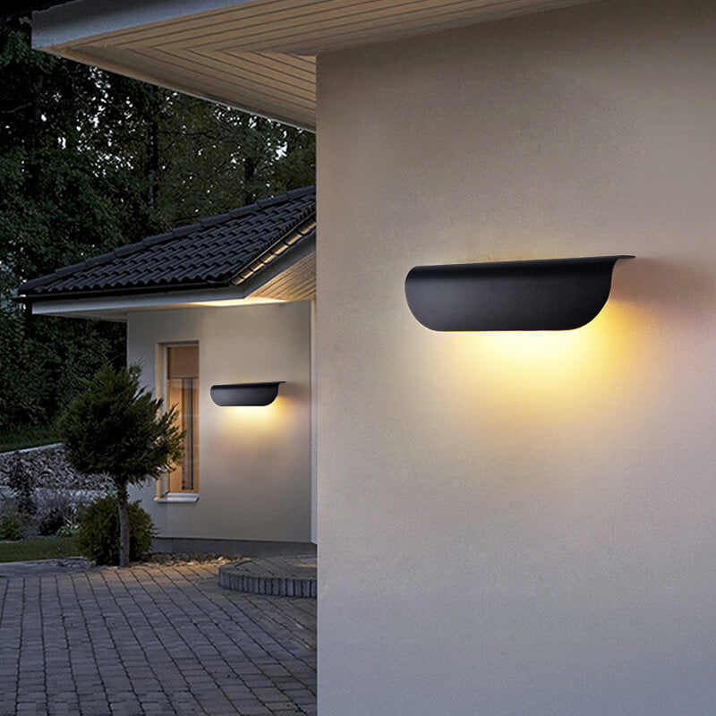 مصباح حائط خارجي مقاوم للماء LED على شكل منحني حديث 