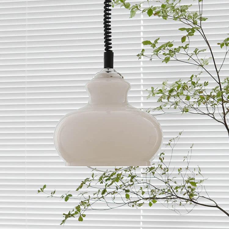 Contemporary Nordic Glass Iron Round Gourd 1-Light Pendant Light for Living Room