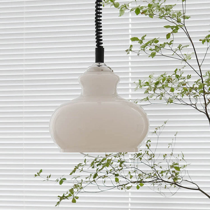 Contemporary Nordic Glass Iron Round Gourd 1-Light Pendant Light for Living Room